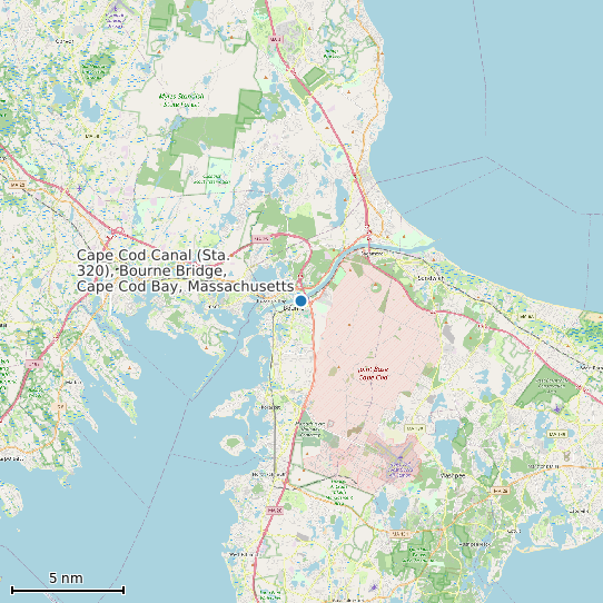 Map of Cape Cod Canal (Sta. 320), Bourne Bridge, Cape Cod Bay, Massachusetts Tide Prediction Station