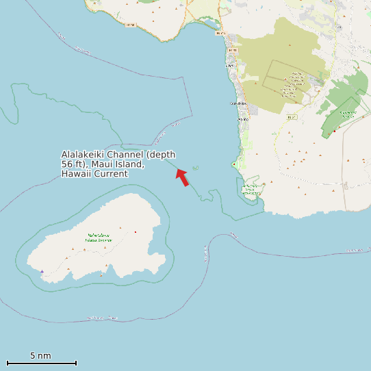 Map of Alalakeiki Channel (depth 56 ft), Maui Island, Hawaii Current Prediction Station