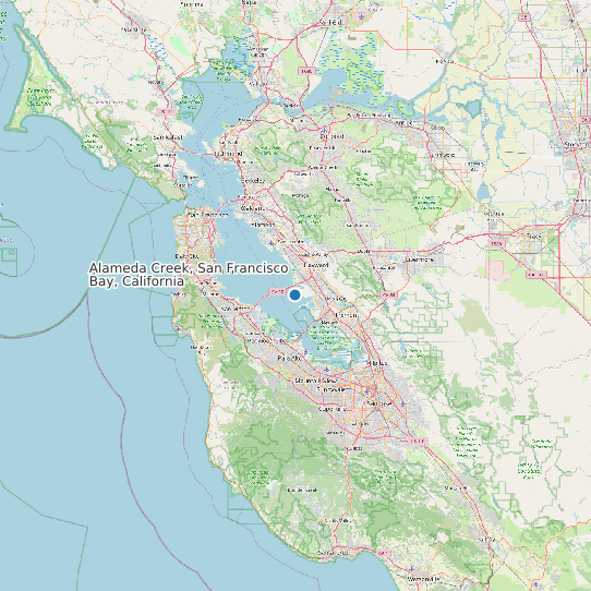 Map of Alameda Creek, San Francisco Bay, California Tide Prediction Station