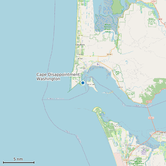 Map of Cape Disappointment, Washington Tide Prediction Station