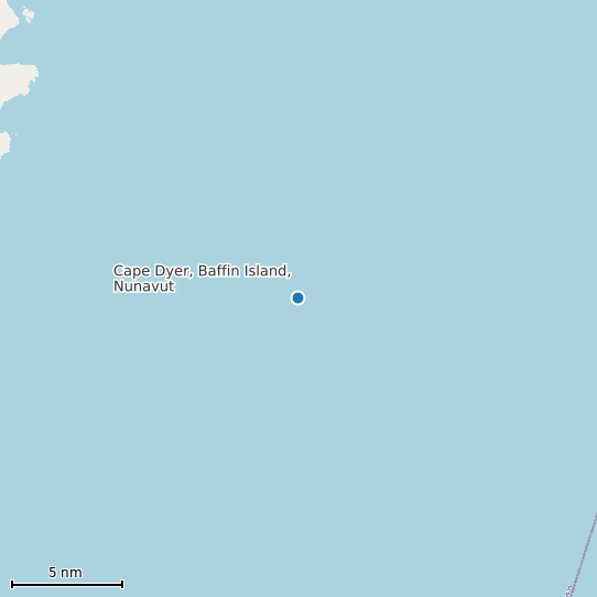 Map of Cape Dyer, Baffin Island, Nunavut Tide Prediction Station