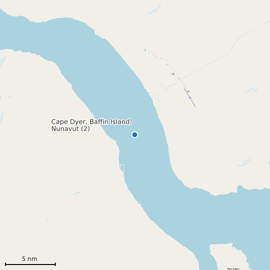 Map of Cape Dyer, Baffin Island, Nunavut (2) Tide Prediction Station