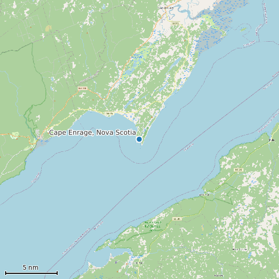 Map of Cape Enrage, Nova Scotia Tide Prediction Station