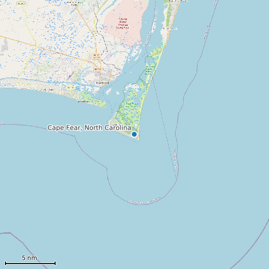 Map of Cape Fear, North Carolina Tide Prediction Station