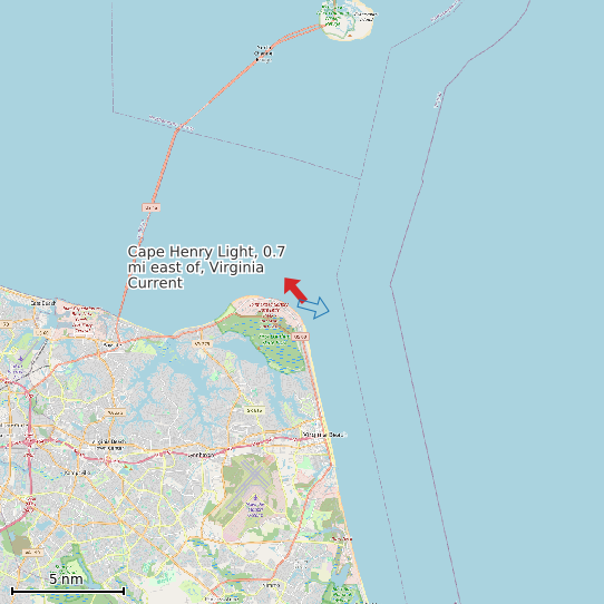 Map of Cape Henry Light, 0.7 mi east of, Virginia Current Prediction Station