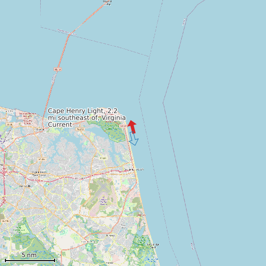 Map of Cape Henry Light, 2.2 mi southeast of, Virginia Current Prediction Station