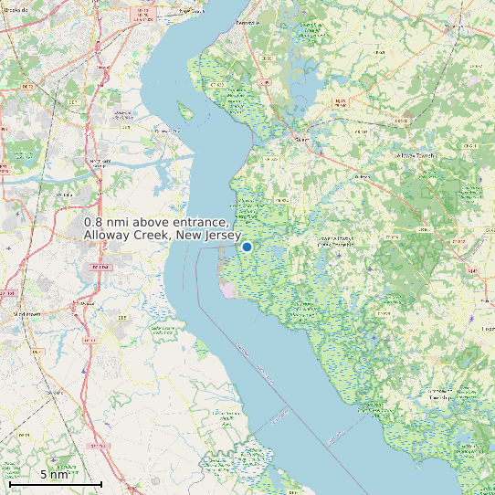 Map of 0.8 nmi above entrance, Alloway Creek, New Jersey Tide Prediction Station