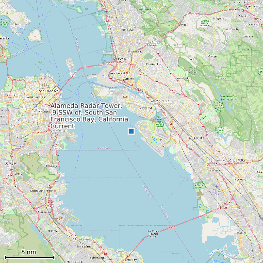 Map of Alameda Radar Tower, .9 SSW of, South San Francisco Bay, California Current Prediction Station