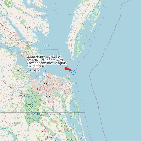 Cape Henry Light, 3.4 nmi NNE of (depth 7 ft), Chesapeake Bay, Virginia Current map