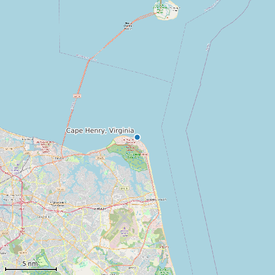 Map of Cape Henry, Virginia Tide Prediction Station
