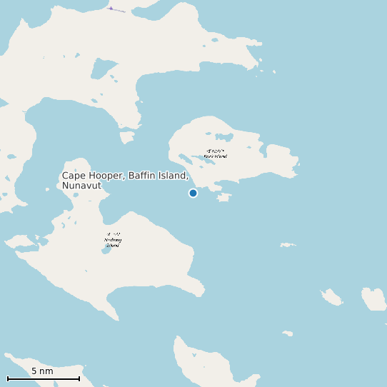 Map of Cape Hooper, Baffin Island, Nunavut Tide Prediction Station