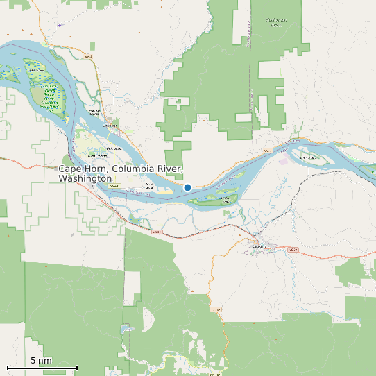 Map of Cape Horn, Columbia River, Washington Tide Prediction Station