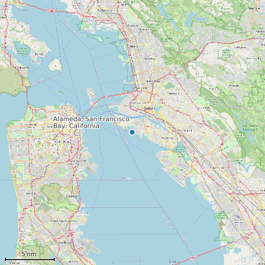 Map of Alameda, San Francisco Bay, California Tide Prediction Station