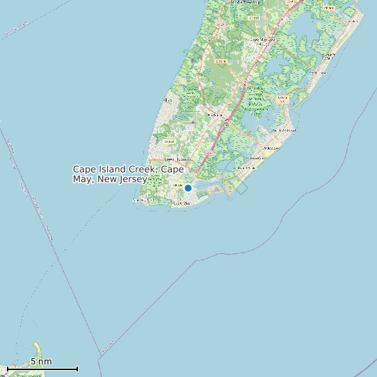 Map of Cape Island Creek, Cape May, New Jersey Tide Prediction Station