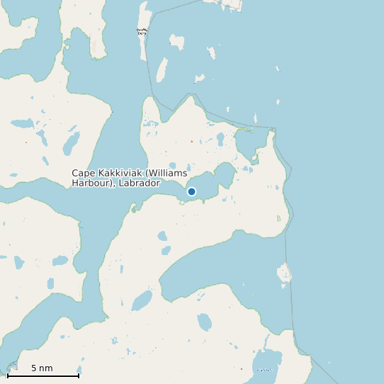 Map of Cape Kakkiviak (Williams Harbour), Labrador Tide Prediction Station