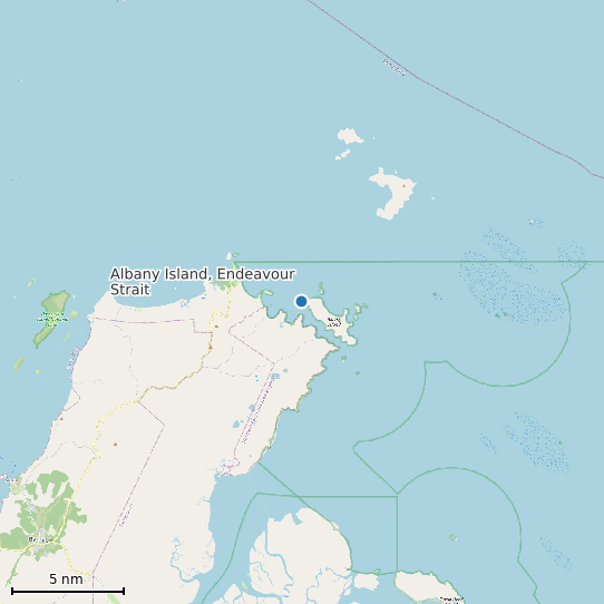 Map of Albany Island, Endeavour Strait Tide Prediction Station