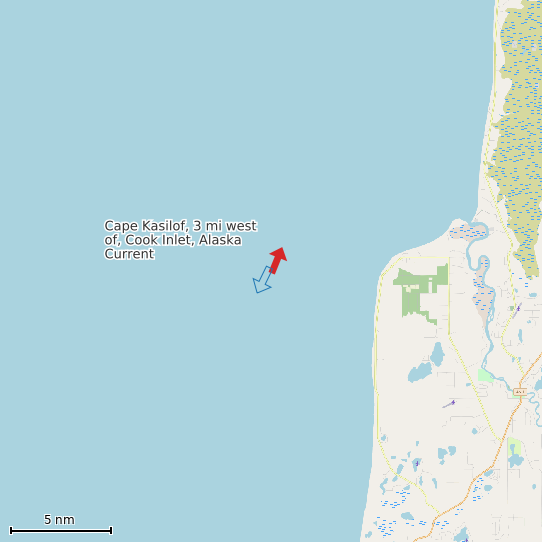 Map of Cape Kasilof, 3 mi west of, Cook Inlet, Alaska Current Prediction Station