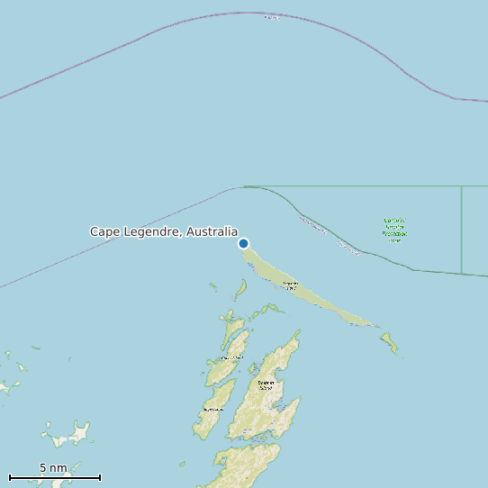 Map of Cape Legendre, Australia Tide Prediction Station