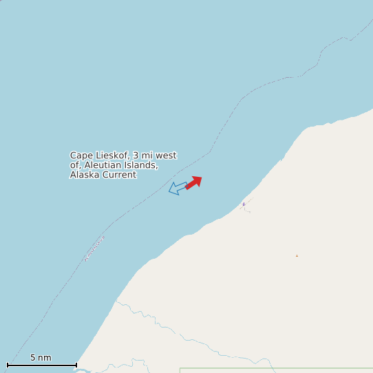Map of Cape Lieskof, 3 mi west of, Aleutian Islands, Alaska Current Prediction Station
