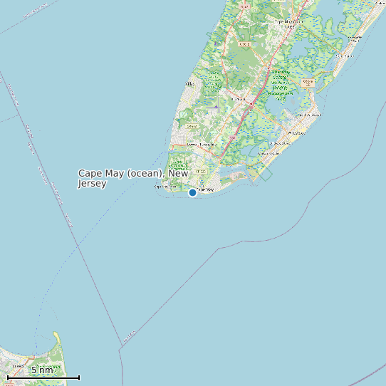 Map of Cape May (ocean), New Jersey Tide Prediction Station