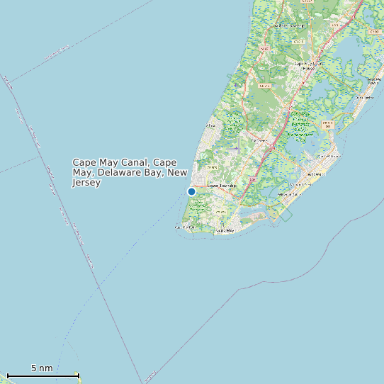Map of Cape May Canal, Cape May, Delaware Bay, New Jersey Tide Prediction Station