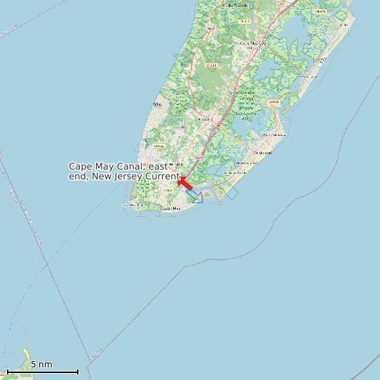 Map of Cape May Canal, east end, New Jersey Current Prediction Station