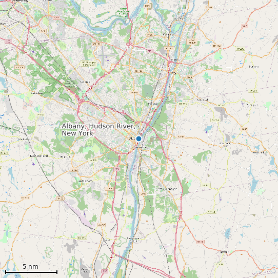 Map of Albany, Hudson River, New York Tide Prediction Station