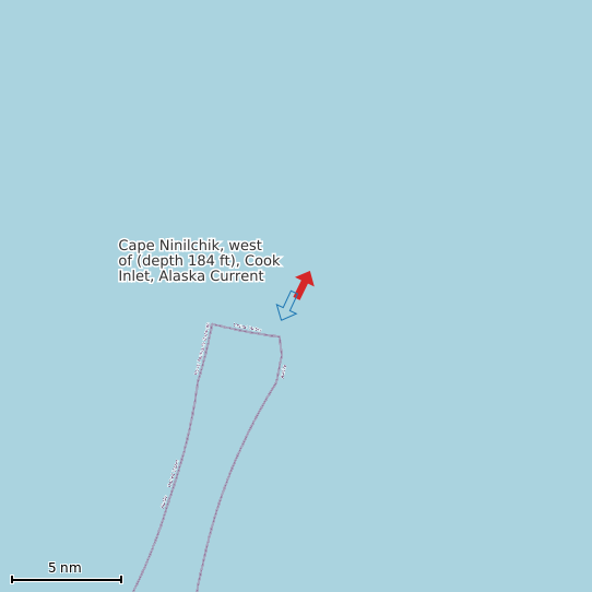 Map of Cape Ninilchik, west of (depth 184 ft), Cook Inlet, Alaska Current Prediction Station