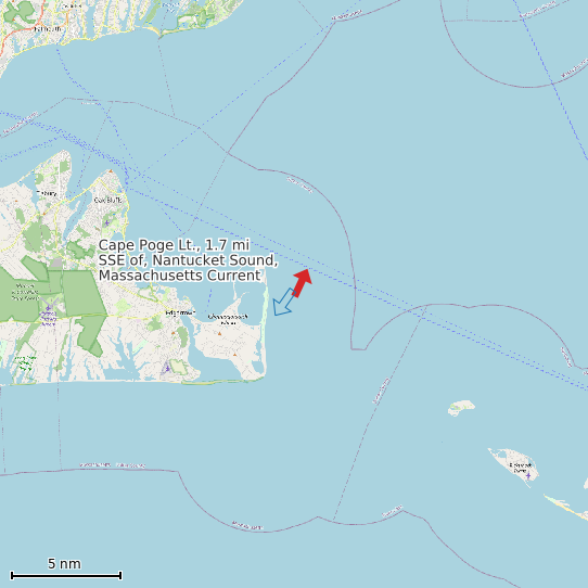 Map of Cape Poge Lt., 1.7 mi SSE of, Nantucket Sound, Massachusetts Current Prediction Station