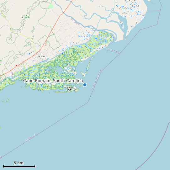 Map of Cape Romain, South Carolina Tide Prediction Station