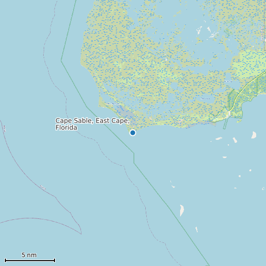 Map of Cape Sable, East Cape, Florida Tide Prediction Station