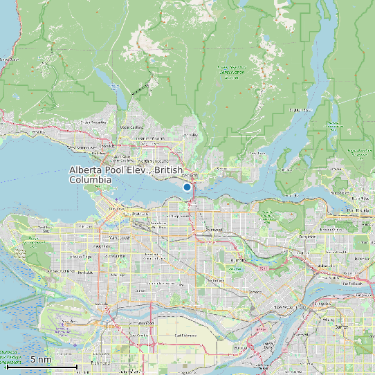 Map of Alberta Pool Elev., British Columbia Tide Prediction Station