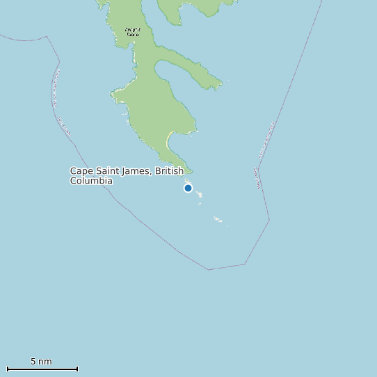 Map of Cape Saint James, British Columbia Tide Prediction Station