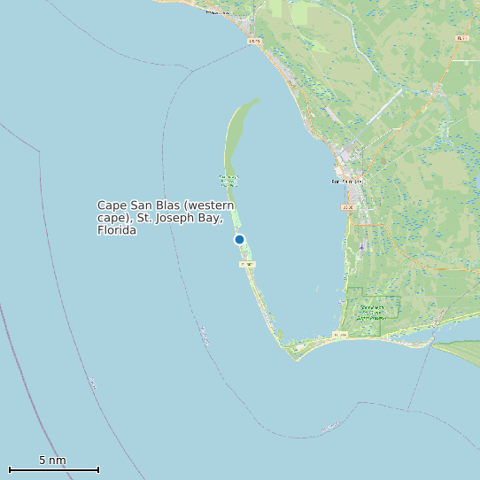 Map of Cape San Blas (western cape), St. Joseph Bay, Florida Tide Prediction Station