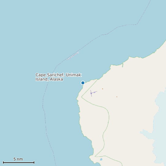 Map of Cape Sarichef, Unimak Island, Alaska Tide Prediction Station