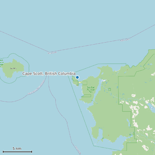 Map of Cape Scott, British Columbia Tide Prediction Station