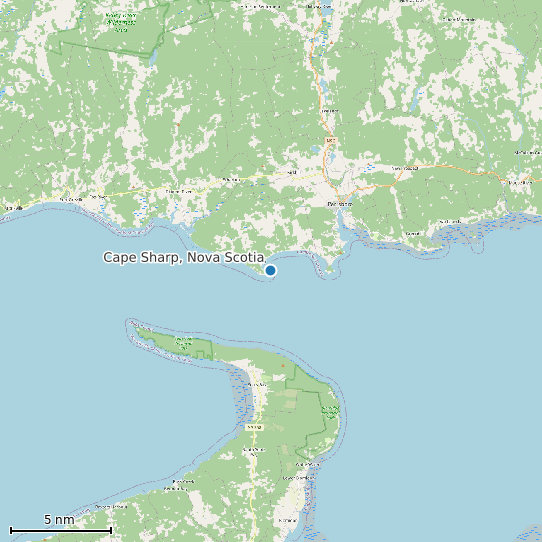 Map of Cape Sharp, Nova Scotia Tide Prediction Station