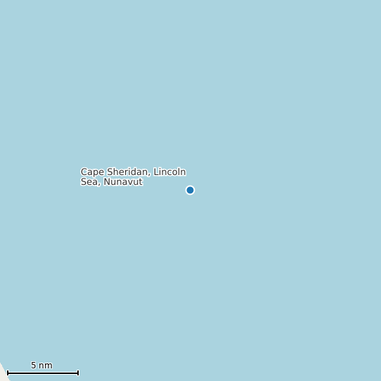 Map of Cape Sheridan, Lincoln Sea, Nunavut Tide Prediction Station