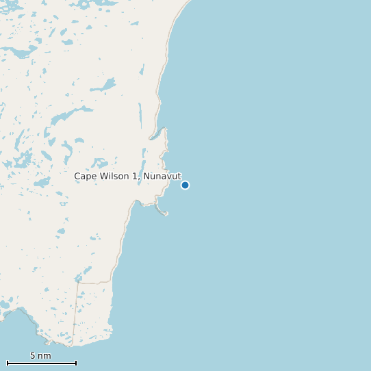 Map of Cape Wilson 1, Nunavut Tide Prediction Station