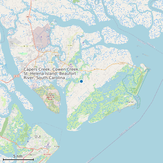 Map of Capers Creek, Cowen Creek, St. Helena Island, Beaufort River, South Carolina Tide Prediction Station