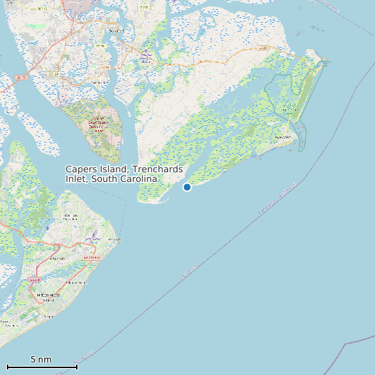 Map of Capers Island, Trenchards Inlet, South Carolina Tide Prediction Station