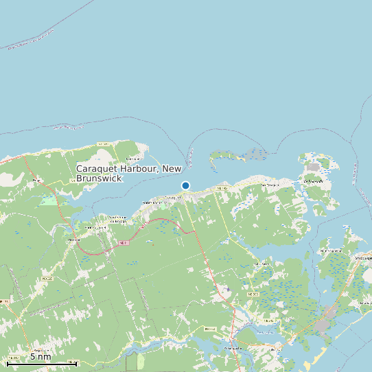 Map of Caraquet Harbour, New Brunswick Tide Prediction Station