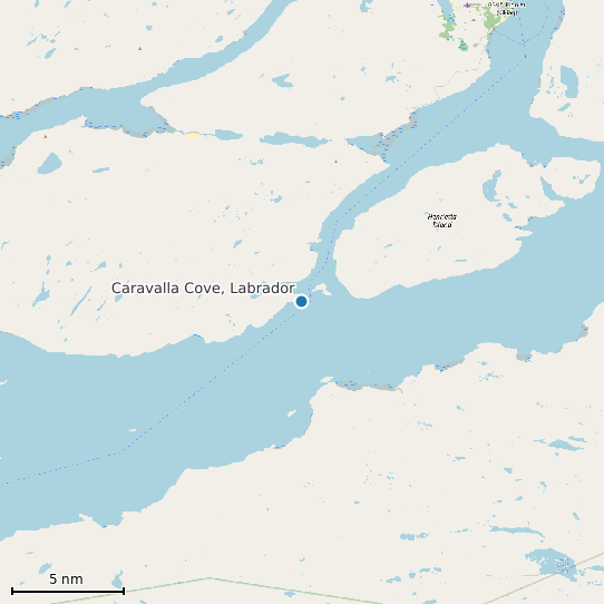Map of Caravalla Cove, Labrador Tide Prediction Station