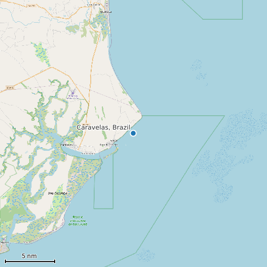 Map of Caravelas, Brazil Tide Prediction Station