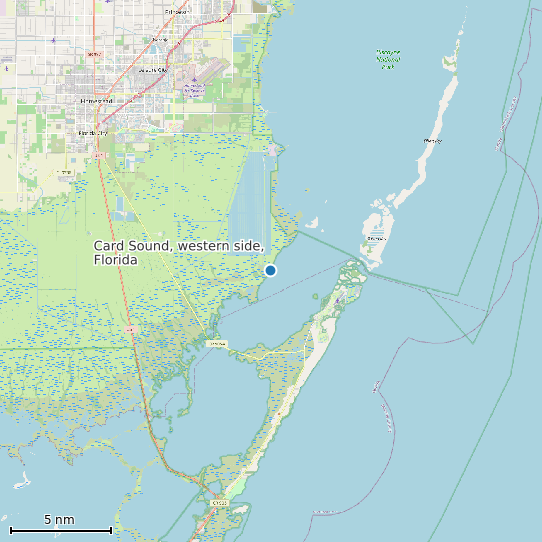 Map of Card Sound, western side, Florida Tide Prediction Station