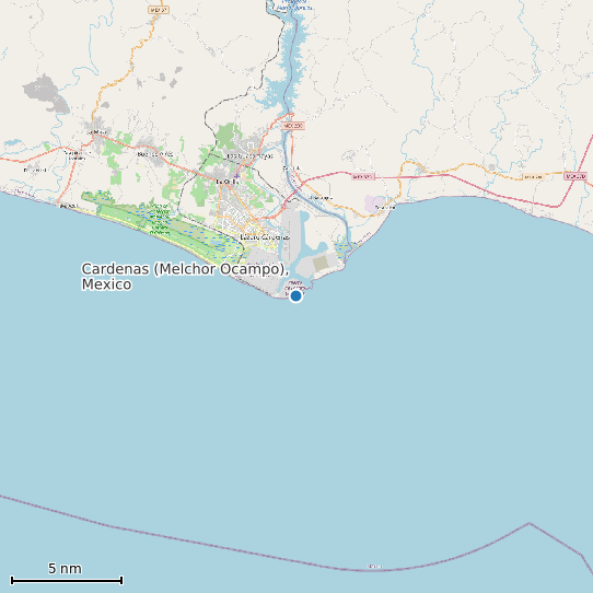 Map of Cardenas (Melchor Ocampo), Mexico Tide Prediction Station