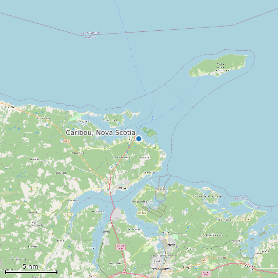 Map of Caribou, Nova Scotia Tide Prediction Station