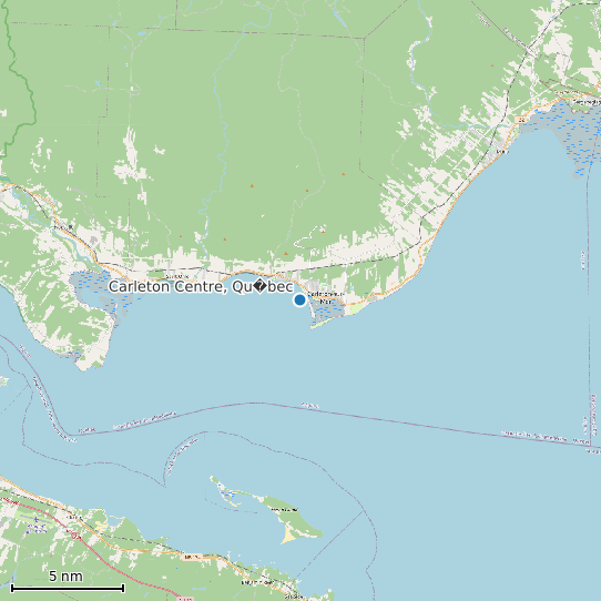 Map of Carleton Centre, Qu�bec Tide Prediction Station