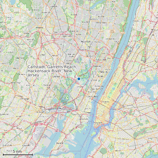 Map of Carlstadt, Garretts Reach, Hackensack River, New Jersey Tide Prediction Station