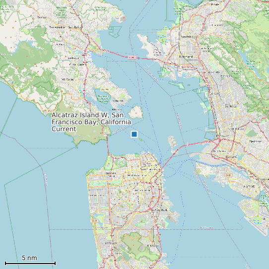 Map of Alcatraz Island W, San Francisco Bay, California Current Prediction Station